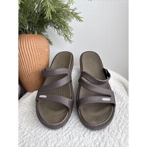 Crocs Patricia Womens W9  Brown Slip On Wedge Sandals